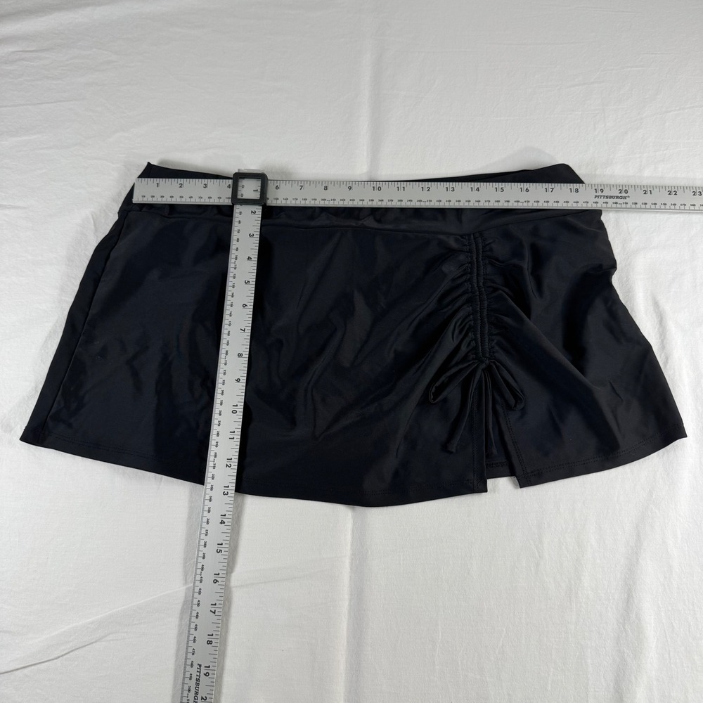 Time and Tru Women's Size XL 16/18 Black Ruched Side Drawstring Swim Skirt - Picture 3 of 7
